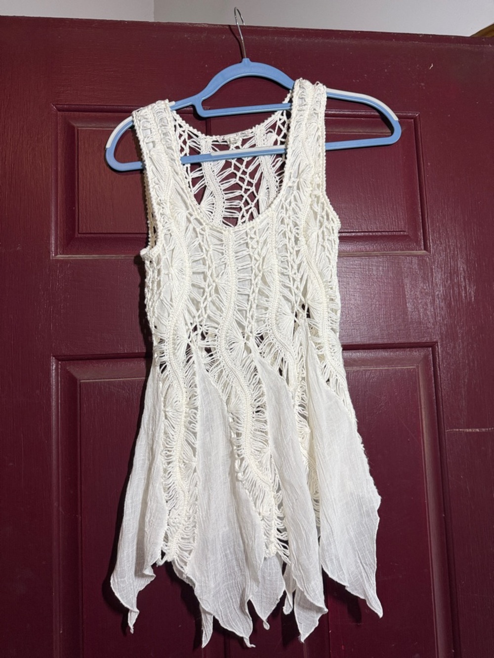 Boho Crochet Off white Tunic Top